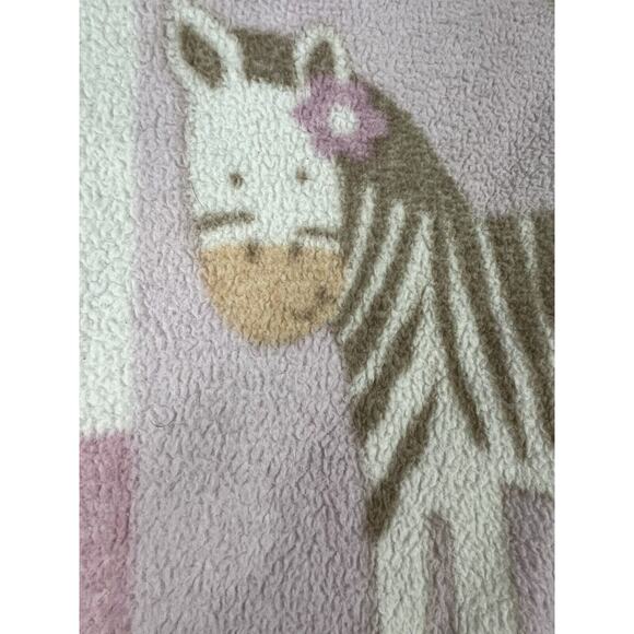 Cocalo Zebra Monkey Hippo Giraffe Thick Plush Baby Blanket Pink Brown - Picture 8 of 8